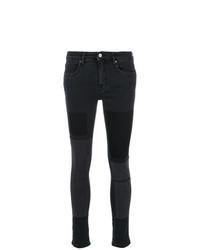 Черные джинсы скинни в стиле пэчворк
