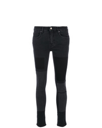 Черные джинсы скинни в стиле пэчворк от Victoria Victoria Beckham