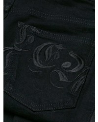 Черные джинсы скинни с вышивкой от Alexander McQueen