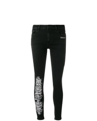 Черные джинсы скинни с вышивкой от Off-White