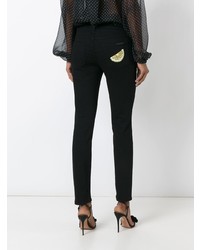 Черные джинсы скинни с вышивкой от Dolce & Gabbana