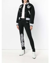 Черные джинсы скинни с вышивкой от Off-White