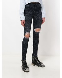 Черные джинсы скинни с леопардовым принтом от Marcelo Burlon County of Milan