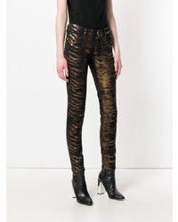 Черные джинсы скинни с принтом от Just Cavalli