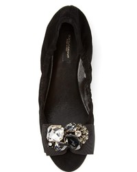 Черные замшевые балетки с украшением от Dolce & Gabbana