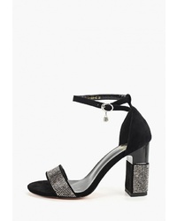 Черные замшевые босоножки на каблуке с украшением от Diora.rim