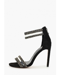 Черные замшевые босоножки на каблуке с украшением от Diora.rim