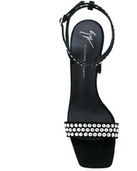 Черные замшевые босоножки на каблуке с шипами от Giuseppe Zanotti Design