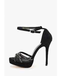 Черные замшевые босоножки на каблуке с шипами от Diora.rim