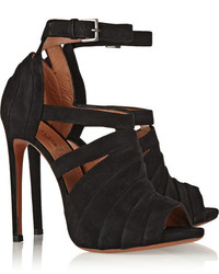 Черные замшевые босоножки на каблуке от Alaia