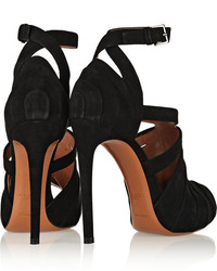 Черные замшевые босоножки на каблуке от Alaia