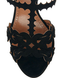 Черные замшевые босоножки на каблуке от Alaia