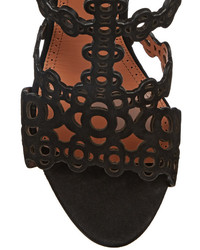 Черные замшевые босоножки на каблуке от Alaia