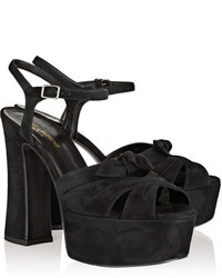 Черные замшевые босоножки на каблуке от Saint Laurent