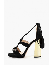 Черные замшевые босоножки на каблуке от Evigi