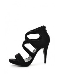 Черные замшевые босоножки на каблуке от Jennyfer