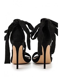 Черные замшевые босоножки на каблуке от LOST INK