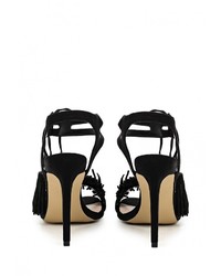 Черные замшевые босоножки на каблуке от LOST INK