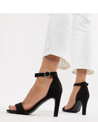 Черные замшевые босоножки на каблуке от New Look