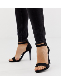 Черные замшевые босоножки на каблуке от New Look Wide Fit