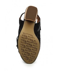 Черные замшевые босоножки на каблуке от Tamaris