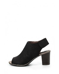 Черные замшевые босоножки на каблуке от Tamaris