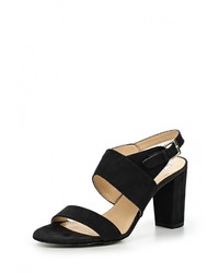 Черные замшевые босоножки на каблуке