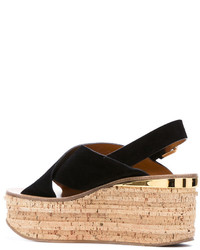 Черные замшевые босоножки на танкетке от Chloé