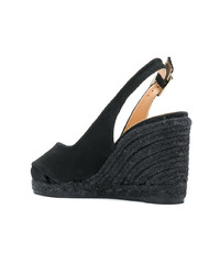 Черные замшевые босоножки на танкетке от Castaner