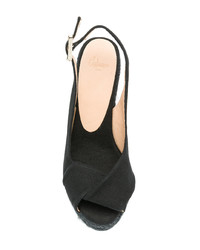 Черные замшевые босоножки на танкетке от Castaner