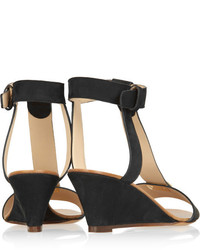 Черные замшевые босоножки на танкетке от Chloé