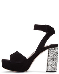 Женские черные замшевые босоножки от Miu Miu