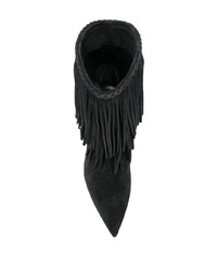 Черные замшевые ботильоны c бахромой от Saint Laurent