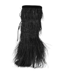 Черные замшевые ботильоны c бахромой от Saint Laurent