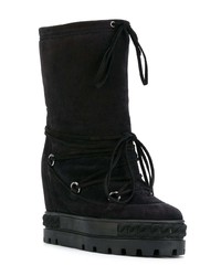 Черные замшевые ботильоны на танкетке от Casadei