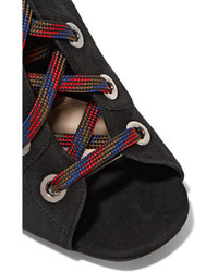 Черные замшевые ботильоны на шнуровке от Prada