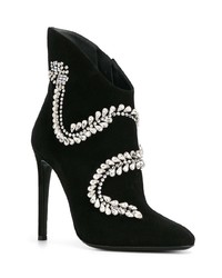 Черные замшевые ботильоны с украшением от Giuseppe Zanotti Design