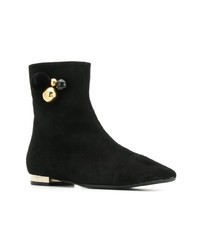 Черные замшевые ботильоны с украшением от Anna Baiguera
