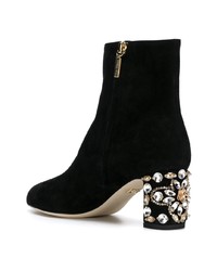 Черные замшевые ботильоны с украшением от Dolce & Gabbana