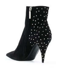 Черные замшевые ботильоны с украшением от Saint Laurent