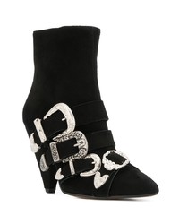Черные замшевые ботильоны с украшением от Marc Ellis