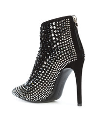 Черные замшевые ботильоны с украшением от Philipp Plein