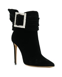 Черные замшевые ботильоны с украшением от Alexandre Vauthier