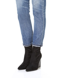 Черные замшевые ботильоны