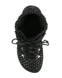 Женские черные замшевые ботинки на шнуровке от Peter Non