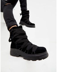 Женские черные замшевые ботинки на шнуровке от ASOS DESIGN