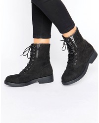 Женские черные замшевые ботинки на шнуровке от Boohoo