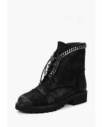 Женские черные замшевые ботинки на шнуровке от GLAMforever