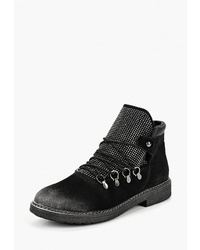 Женские черные замшевые ботинки на шнуровке от Marco Tozzi