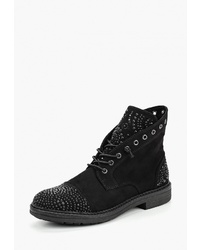 Женские черные замшевые ботинки на шнуровке от Marco Tozzi
